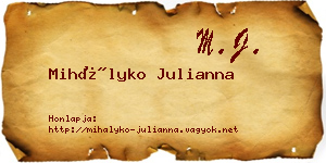 Mihályko Julianna névjegykártya